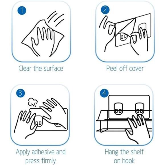 Adhesive Shower Caddy Shelf Shower Wall Organizer,Large Capacity Bathroom - Picture 6 of 7